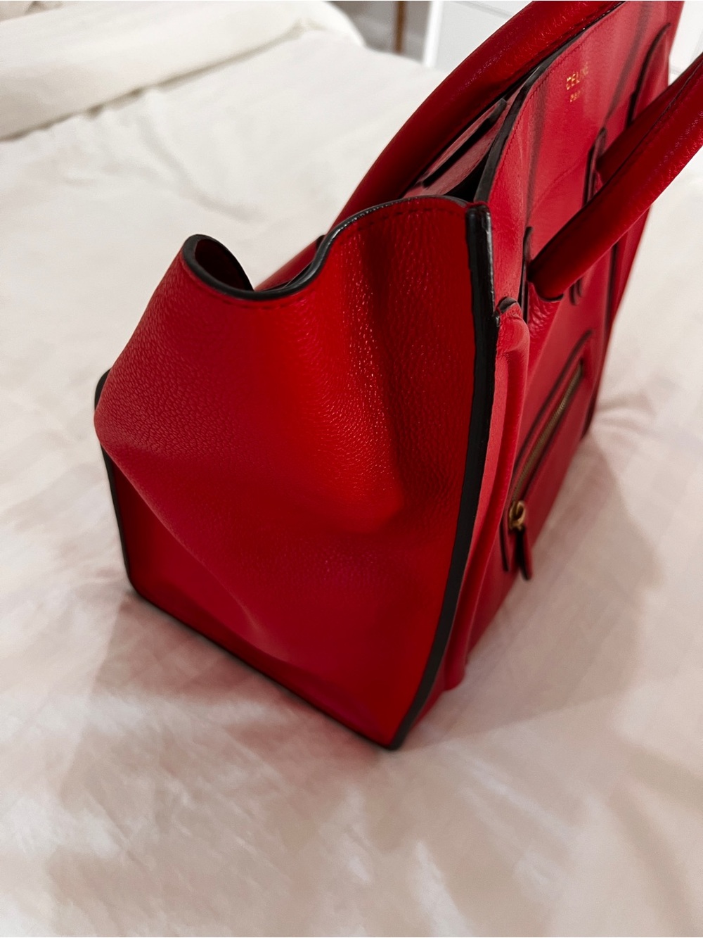 Celine Red Leather Mini Luggage Tote - Picture 4 of 16